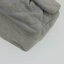 CHANEL Lamb Skin Matelasse Double Chain Shoulder Bag Gray CC Auth am1097gA-15