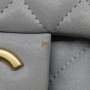 CHANEL Lamb Skin Matelasse Double Chain Shoulder Bag Gray CC Auth am1097gA-4