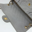 CHANEL Lamb Skin Matelasse Double Chain Shoulder Bag Gray CC Auth am1097gA-20
