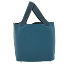 HERMES Picotin Rock 18 PM Hand Bag Taurillon Clemence Blue Green Auth 27689SM-2