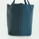 HERMES Picotin Rock 18 PM Hand Bag Taurillon Clemence Blue Green Auth 27689SM-3
