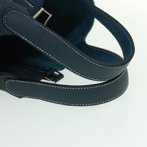 HERMES Picotin Rock 18 PM Hand Bag Taurillon Clemence Blue Green Auth 27689SM