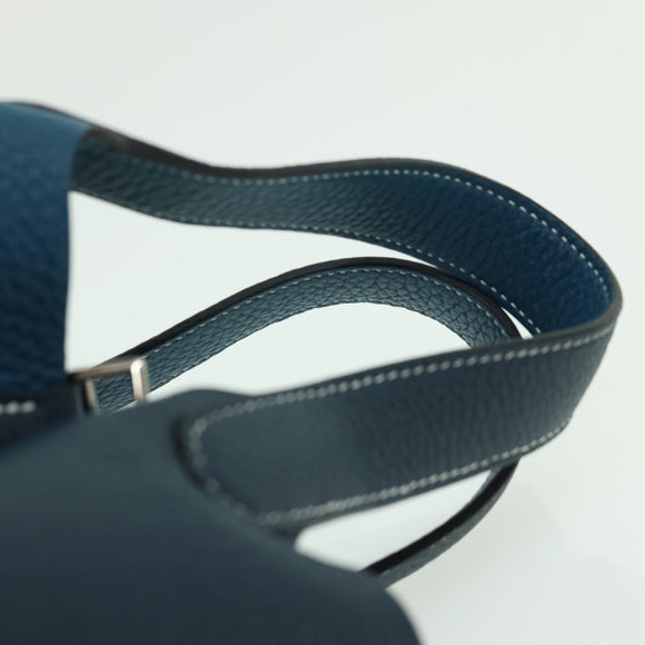 HERMES Picotin Rock 18 PM Hand Bag Taurillon Clemence Blue Green Auth 27689SM