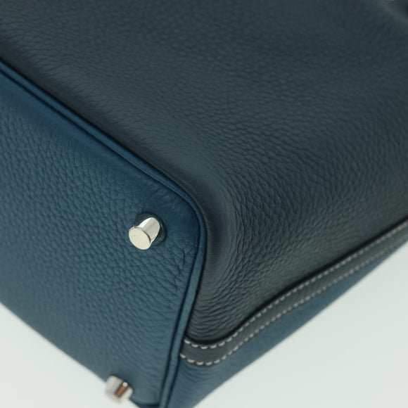 HERMES Picotin Rock 18 PM Hand Bag Taurillon Clemence Blue Green Auth 27689SM