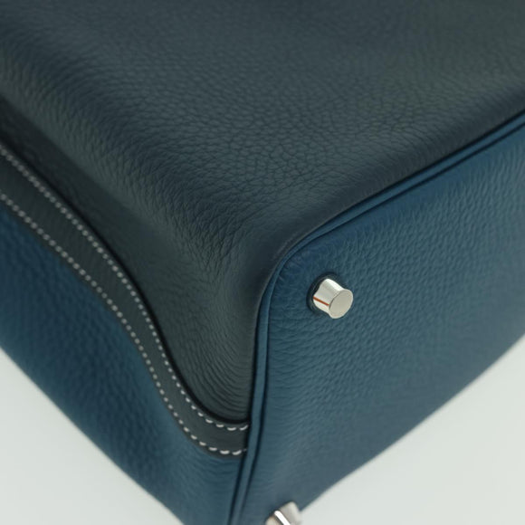 HERMES Picotin Rock 18 PM Hand Bag Taurillon Clemence Blue Green Auth 27689SM