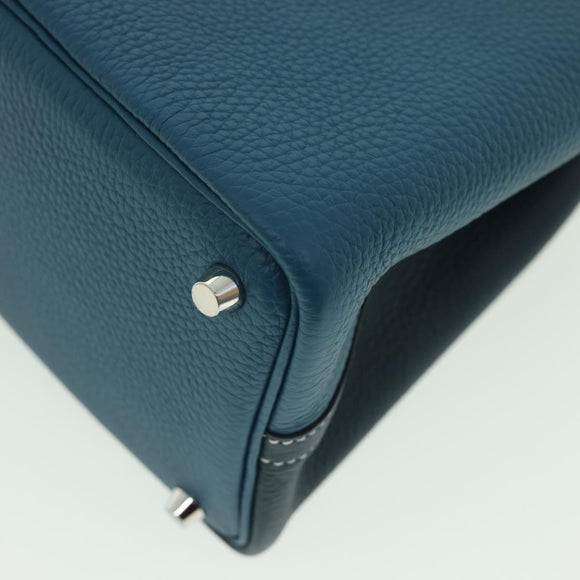 HERMES Picotin Rock 18 PM Hand Bag Taurillon Clemence Blue Green Auth 27689SM