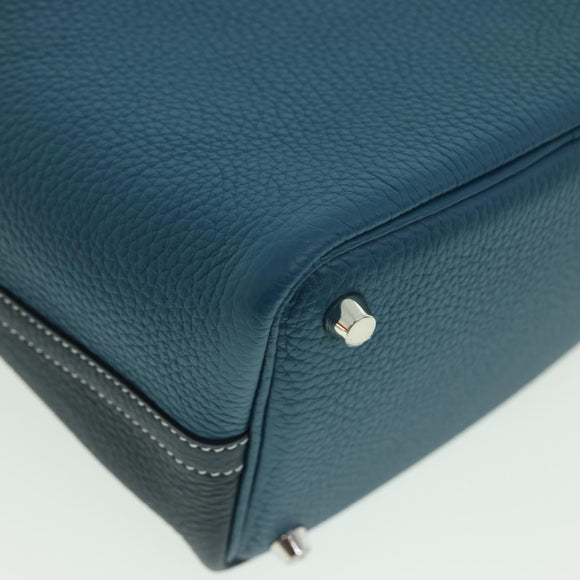 HERMES Picotin Rock 18 PM Hand Bag Taurillon Clemence Blue Green Auth 27689SM