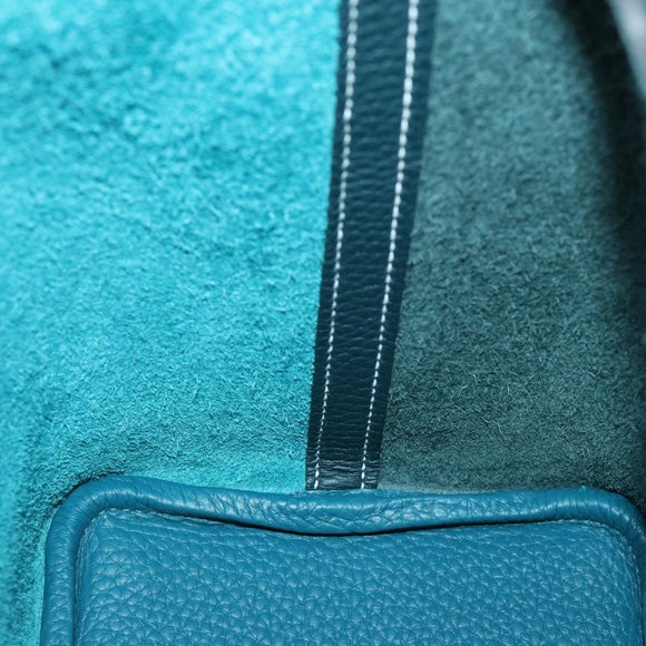 HERMES Picotin Rock 18 PM Hand Bag Taurillon Clemence Blue Green Auth 27689SM
