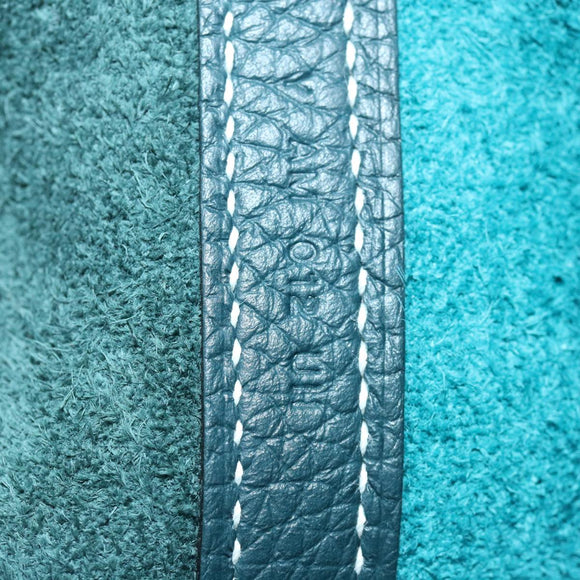 HERMES Picotin Rock 18 PM Hand Bag Taurillon Clemence Blue Green Auth 27689SM