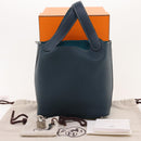 HERMES Picotin Rock 18 PM Hand Bag Taurillon Clemence Blue Green Auth 27689SM-12