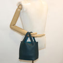 HERMES Picotin Rock 18 PM Hand Bag Taurillon Clemence Blue Green Auth 27689SM-21