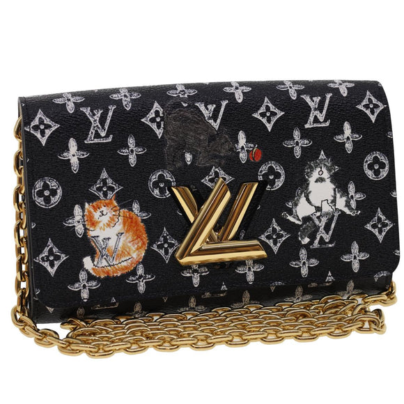 LOUIS VUITTON Monogram Cat Portefeuille Twist Chain Wallet M63888 Auth ar6463SM
