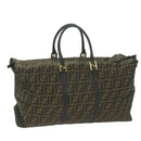FENDI Zucca Canvas Boston Bag Brown Black Auth yk8493-1