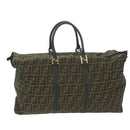 FENDI Zucca Canvas Boston Bag Brown Black Auth yk8493-13