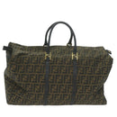 FENDI Zucca Canvas Boston Bag Brown Black Auth yk8493-2