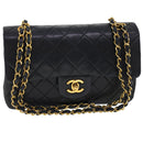 CHANEL Classic Matelasse 23 Chain Flap Shoulder Bag Lamb Skin Black Auth 28634AV-1