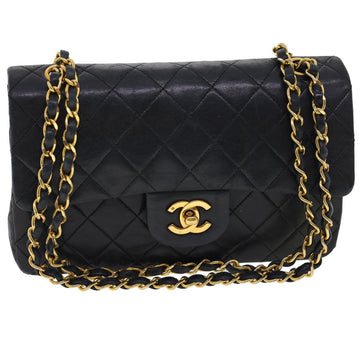 CHANEL Classic Matelasse 23 Chain Flap Shoulder Bag Lamb Skin Black Auth 28634AV