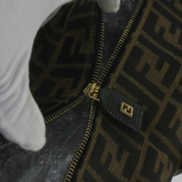 FENDI Zucca Canvas Boston Bag Brown Black Auth yk8493