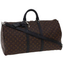 LOUIS VUITTON Monogram Macassar Keepall Bandouliere 55 M56714 Auth 28882S-1