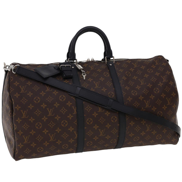 LOUIS VUITTON Monogram Macassar Keepall Bandouliere 55 M56714 Auth 28882S