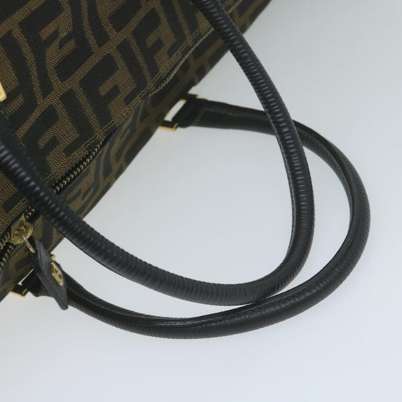 FENDI Zucca Canvas Boston Bag Brown Black Auth yk8493