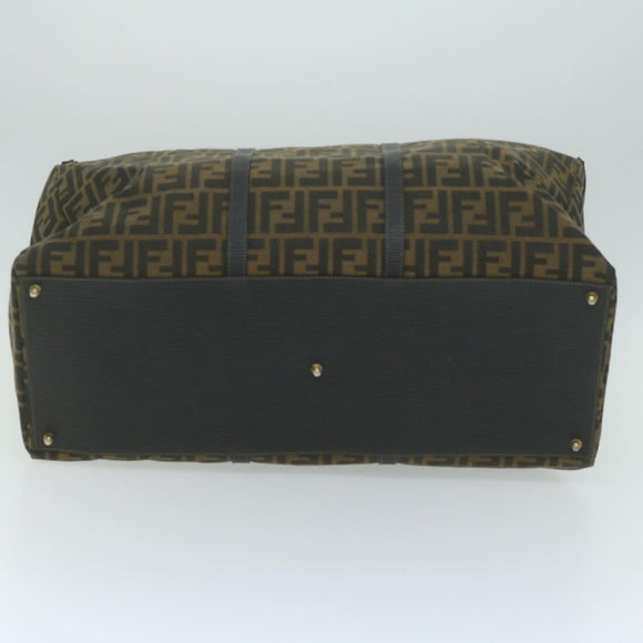 FENDI Zucca Canvas Boston Bag Brown Black Auth yk8493