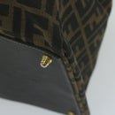FENDI Zucca Canvas Boston Bag Brown Black Auth yk8493-10