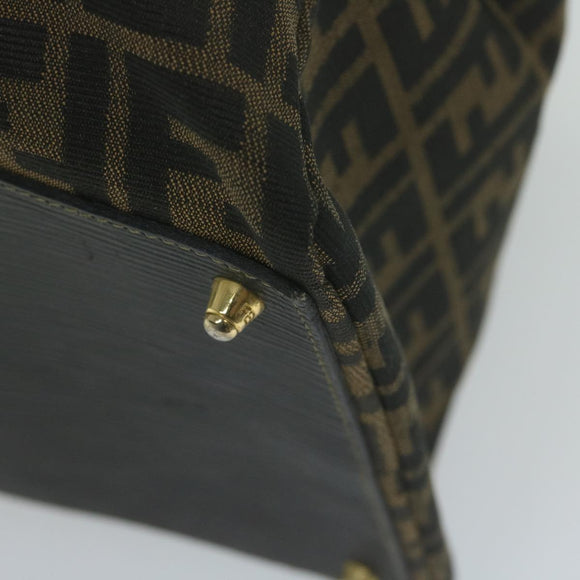 FENDI Zucca Canvas Boston Bag Brown Black Auth yk8493