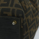 FENDI Zucca Canvas Boston Bag Brown Black Auth yk8493-16