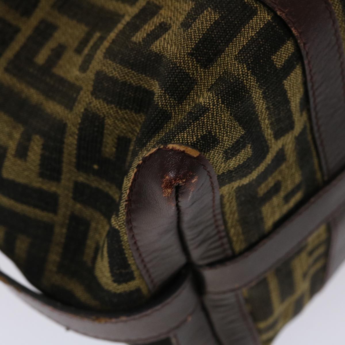 FENDI Zucca Canvas Hand Bag Vintage Brown Black Auth rd2368