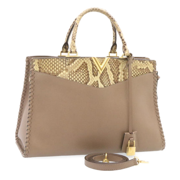 LOUIS VUITTON Very Zip Tote Hand Bag Leather Snake Skin N94301 LV Auth 24504SM