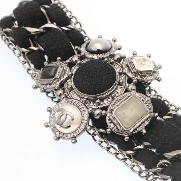 CHANEL Bangle Bracelet Metal Black CC Auth am1441sSA