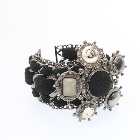 CHANEL Bangle Bracelet Metal Black CC Auth am1441sSA