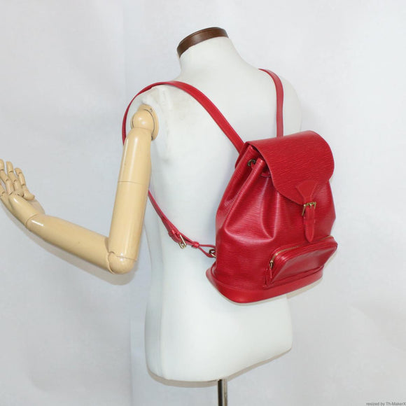 LOUIS VUITTON Epi Montsouris MM Backpack Red LV Auth am2389sS