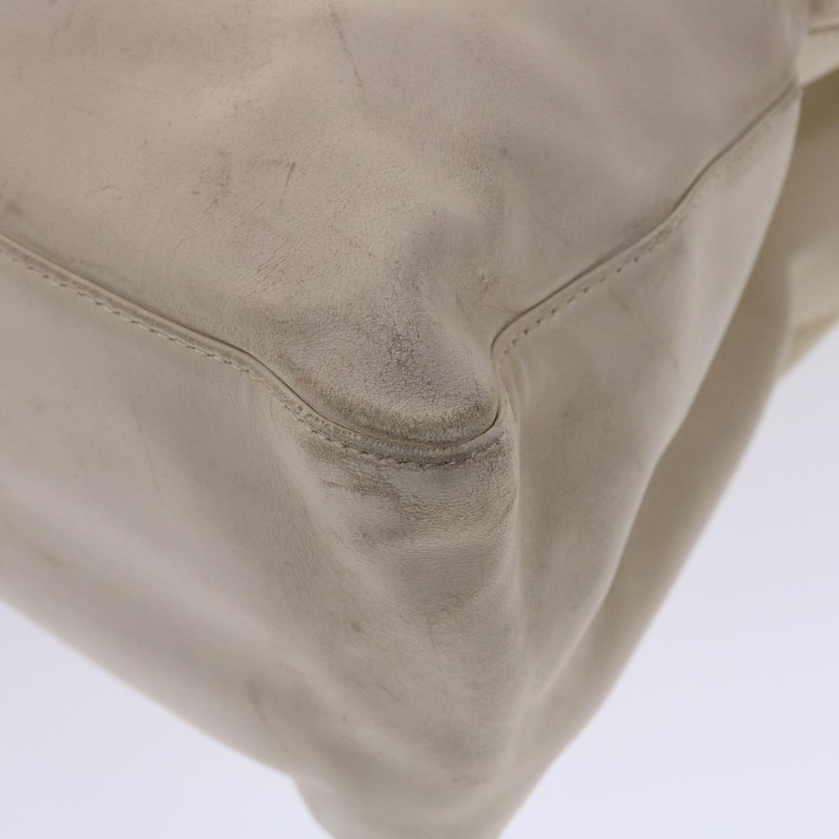 PRADA Shoulder Bag Leather White Auth ar6034