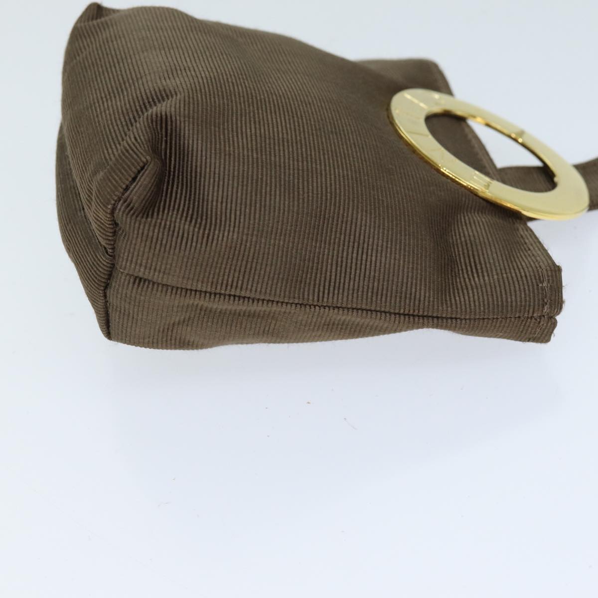 CELINE Circle Pouch Nylon Brown Auth yk12440