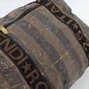 FENDI Pecan Canvas Pouch Shoulder Bag Coated Canvas 2Set Brown Black Auth ti1034-11