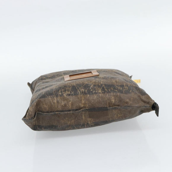 FENDI Pecan Canvas Pouch Shoulder Bag Coated Canvas 2Set Brown Black Auth ti1034