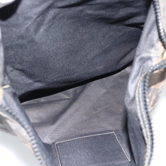 FENDI Pecan Canvas Pouch Shoulder Bag Coated Canvas 2Set Brown Black Auth ti1034