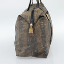 FENDI Pecan Canvas Pouch Shoulder Bag Coated Canvas 2Set Brown Black Auth ti1034-4