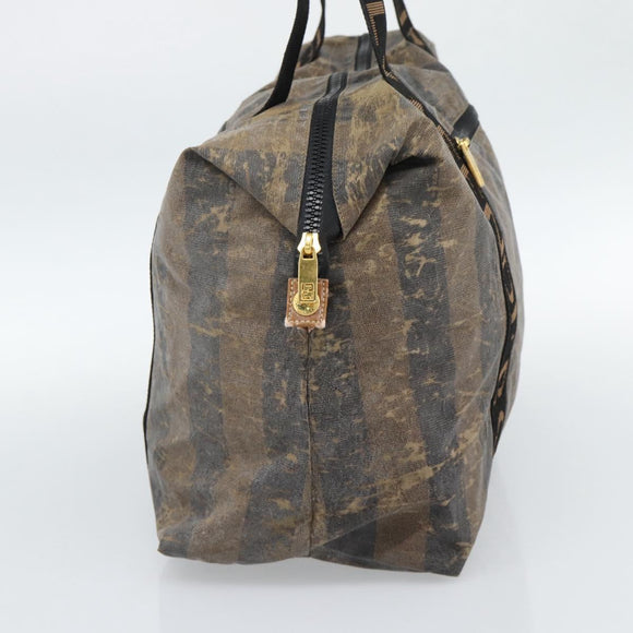 FENDI Pecan Canvas Pouch Shoulder Bag Coated Canvas 2Set Brown Black Auth ti1034