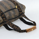 FENDI Pecan Canvas Pouch Shoulder Bag Coated Canvas 2Set Brown Black Auth ti1034-7