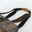 FENDI Pecan Canvas Pouch Shoulder Bag Coated Canvas 2Set Brown Black Auth ti1034-8