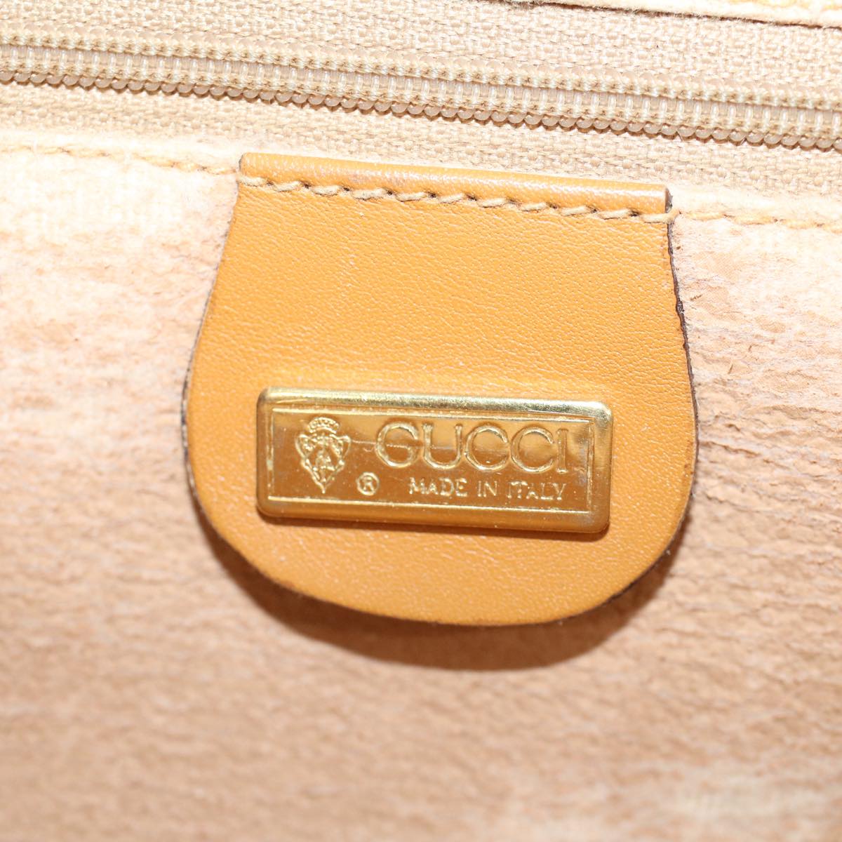 GUCCI Micro GG Canvas Hand Bag PVC Leather Beige Brown 015 14 0486 Auth ti1205