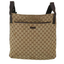 GUCCI GG Canvas Shoulder Bag Beige Brown 122791 Auth ti1206-13