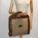 Burberrys Hand Bag Canvas Leather Brown Beige Auth ti1227-19