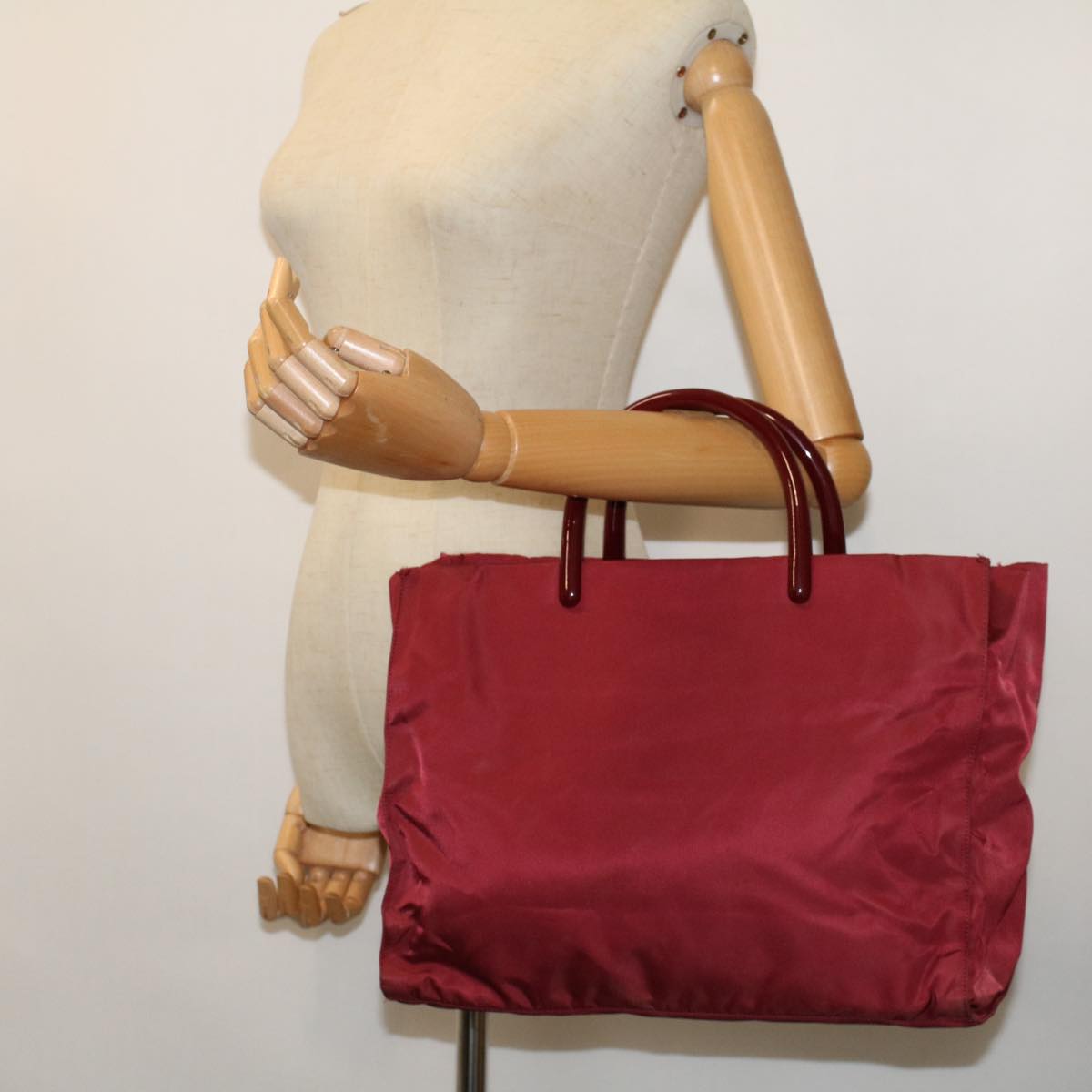 PRADA Hand Bag Nylon Red Auth ti1240