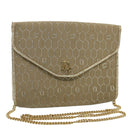 Christian Dior Honeycomb Canvas Chain Shoulder Bag Beige Auth ti1244-1