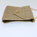 Christian Dior Honeycomb Canvas Chain Shoulder Bag Beige Auth ti1244-4