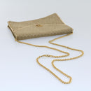 Christian Dior Honeycomb Canvas Chain Shoulder Bag Beige Auth ti1244-7
